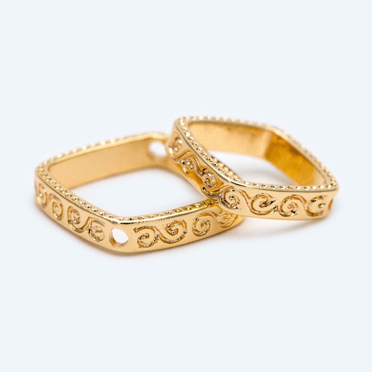 10pcs Gold Square Hoop Charms, Ring Link Pendants with 2 Holes, Inner Size 8/ 10mm (GB-1858)