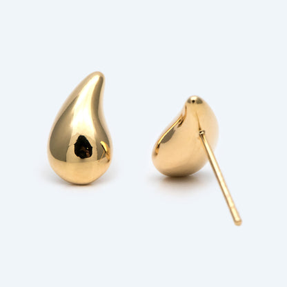 10pcs Gold Teardrop Ear Posts 11x6mm, 18K Gold plated Brass, Geometric Stud Earring Components (GB-1868)