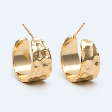 10pcs Gold/ Silver tone Round Circle Ear Posts 19mm, Gold/ Rhodium plated Brass, Geometric Hoop Stud Earrings (GB-1870)
