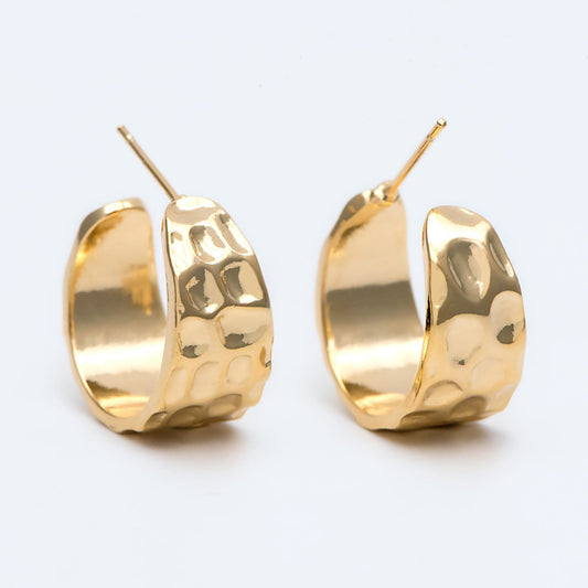 10pcs Gold/ Silver tone Round Circle Ear Posts 19mm, Gold/ Rhodium plated Brass, Geometric Hoop Stud Earrings (GB-1870)