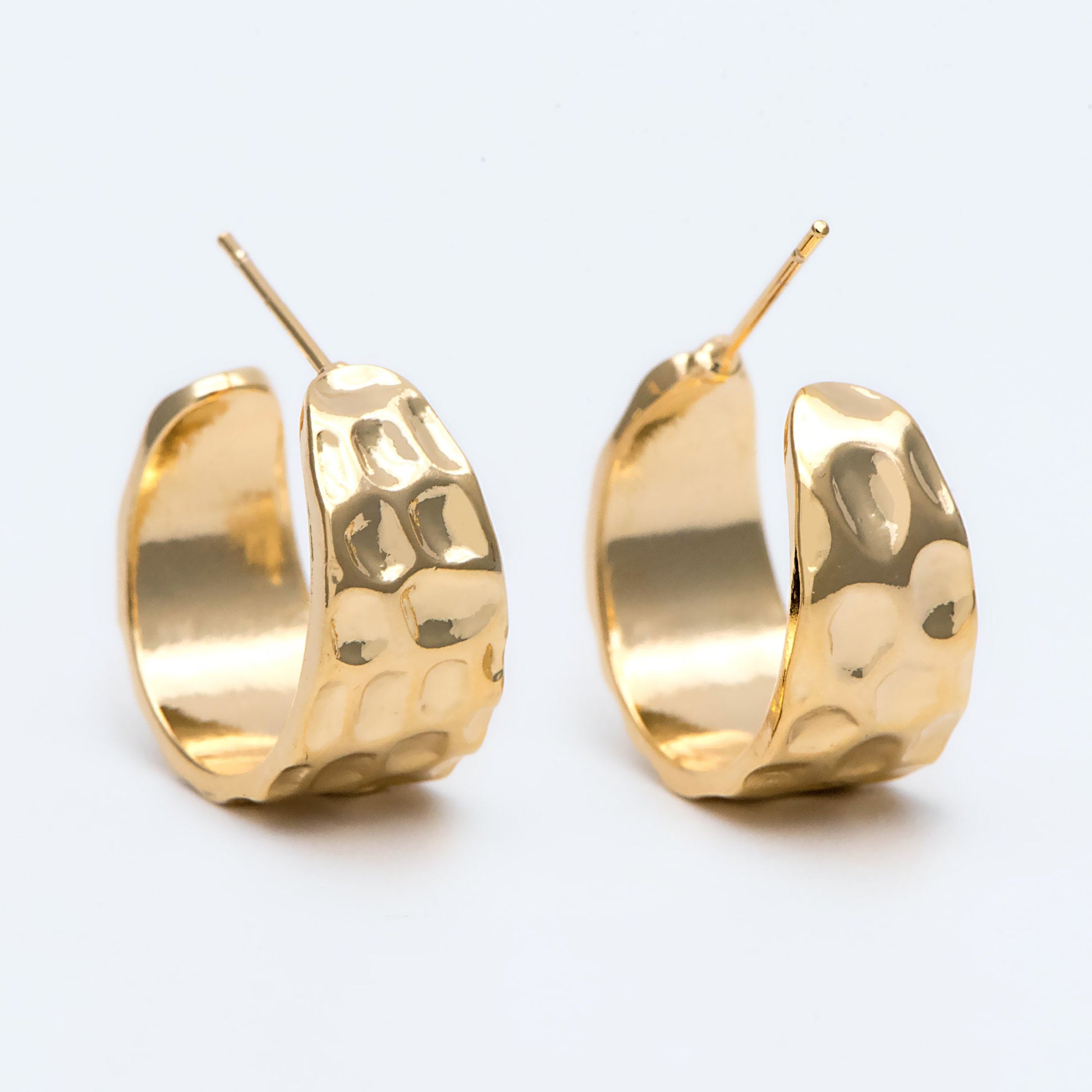 10pcs Gold/ Silver tone Round Circle Ear Posts 19mm, Gold/ Rhodium plated Brass, Geometric Hoop Stud Earrings (GB-1870)