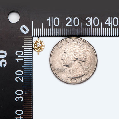 10pcs CZ Pave Gold Flower Connectors, 18K Gold plated Brass, Tiny Flower Charm (GB-3780-C)