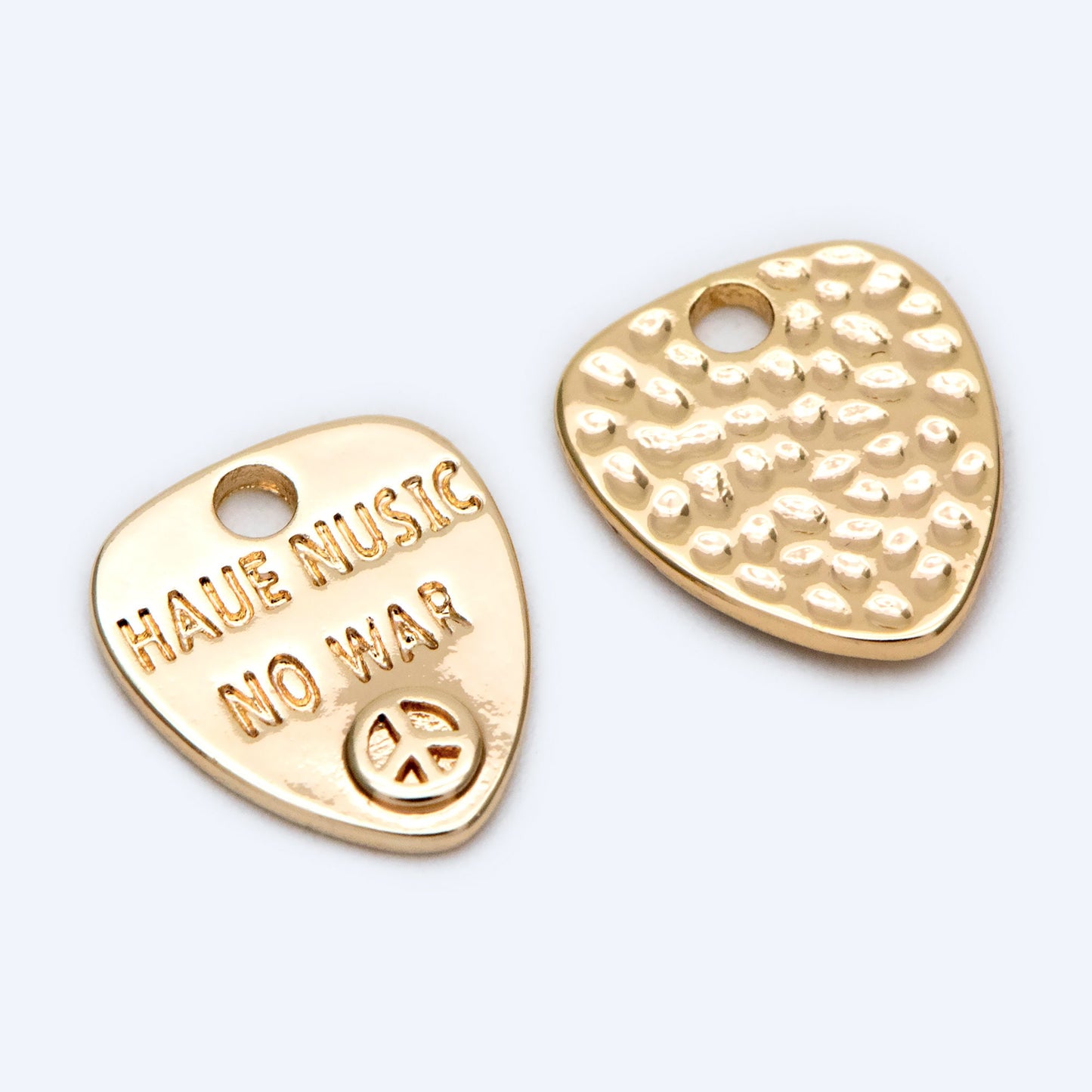 10pcs Gold Peace Charm, No War Charm, Gold Plated Brass Charm, Jewelry Supply (GB-1889)