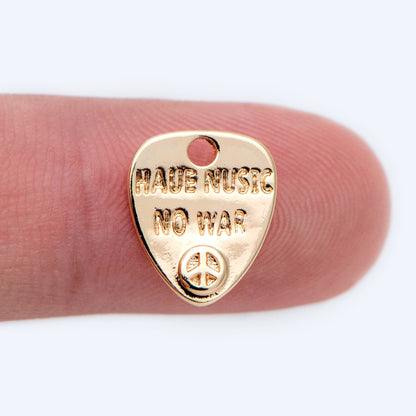 10pcs Gold Peace Charm, No War Charm, Gold Plated Brass Charm, Jewelry Supply (GB-1889)