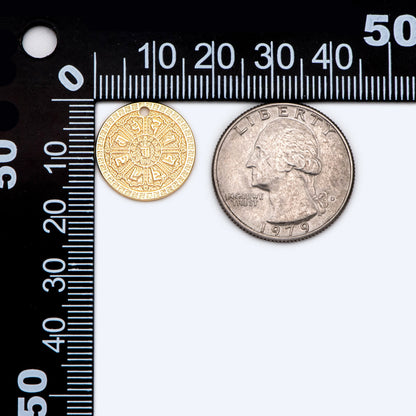 4pcs Gold hammered Coin Charms, Amulet Pendants, Jewelry Supplies (GB-1766-A)
