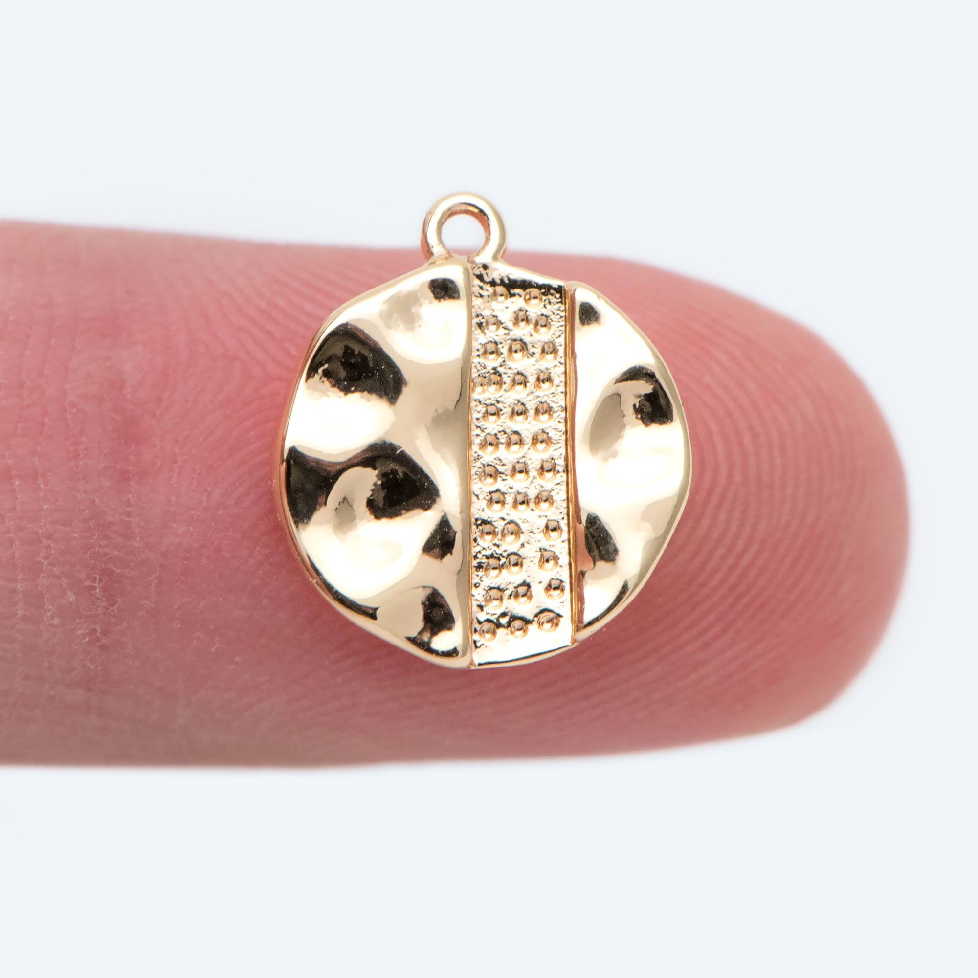 10pcs Hammered Disc Charms 12mm, Gold plated Brass Tags, Round Disk Pendants (GB-2977-C)