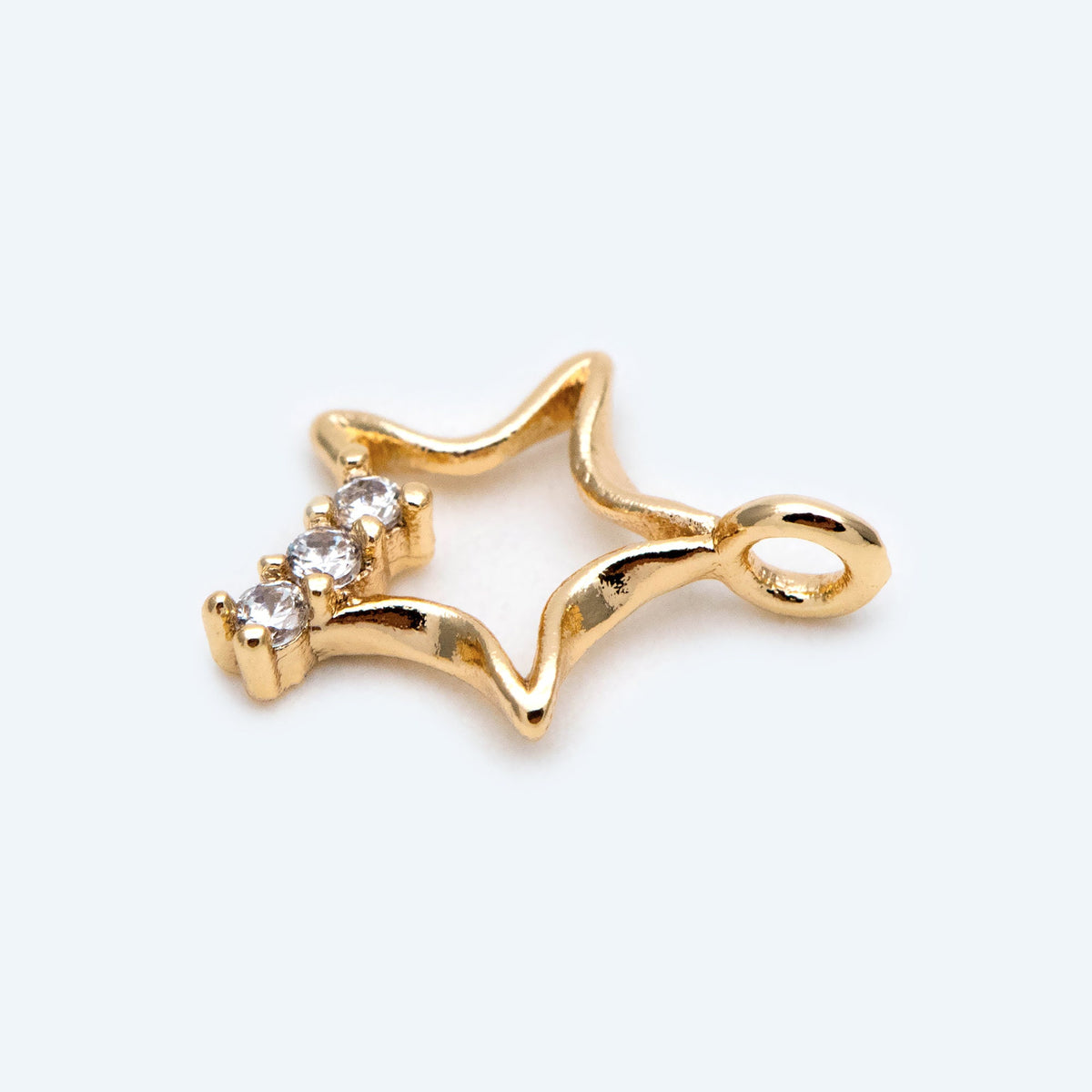 10pcs CZ Pave Gold Star Charm, Real Gold plated Brass, Jewelry supply(GB-162-F)