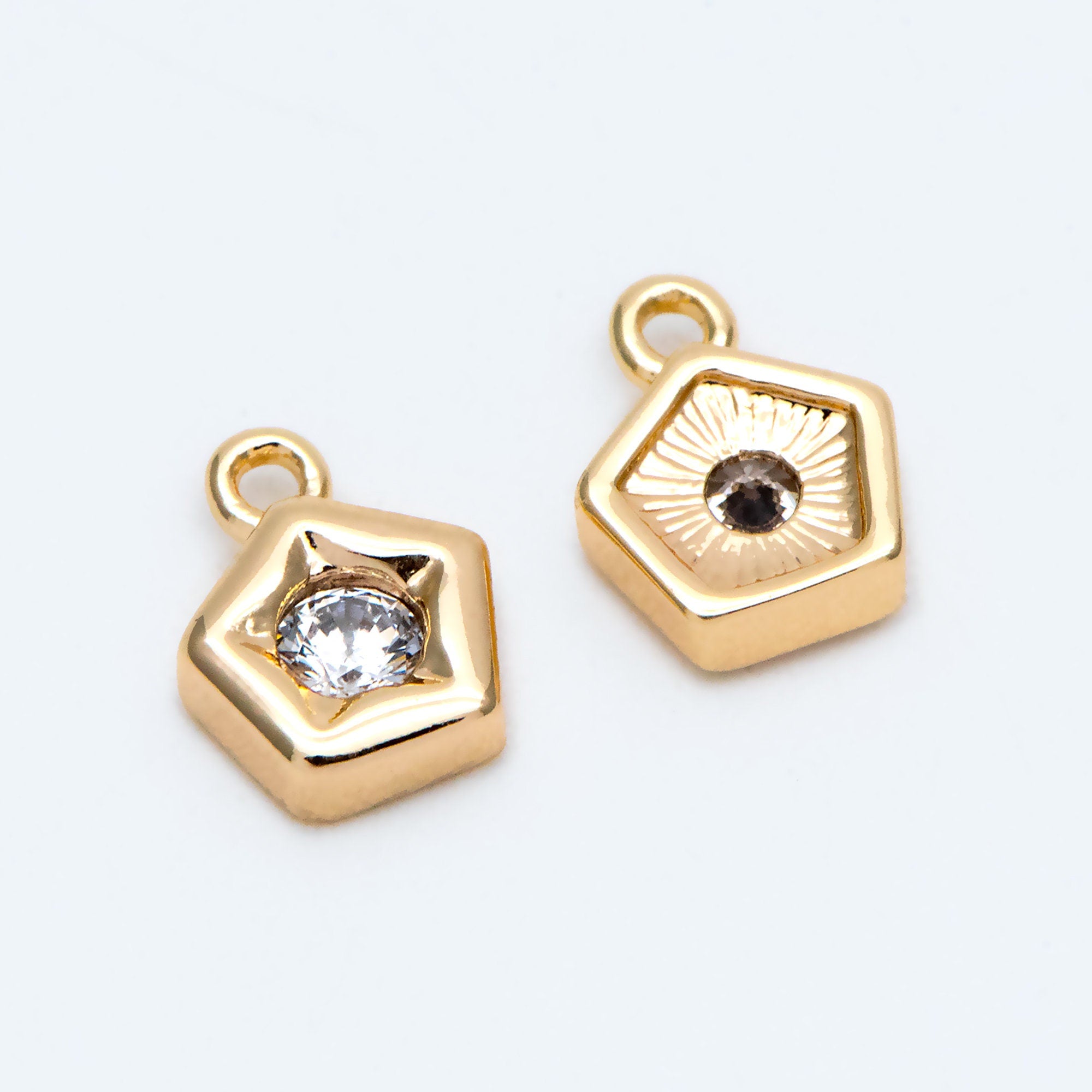 10pcs CZ pave Gold Star Charms 8x6.5mm (GB-1921)