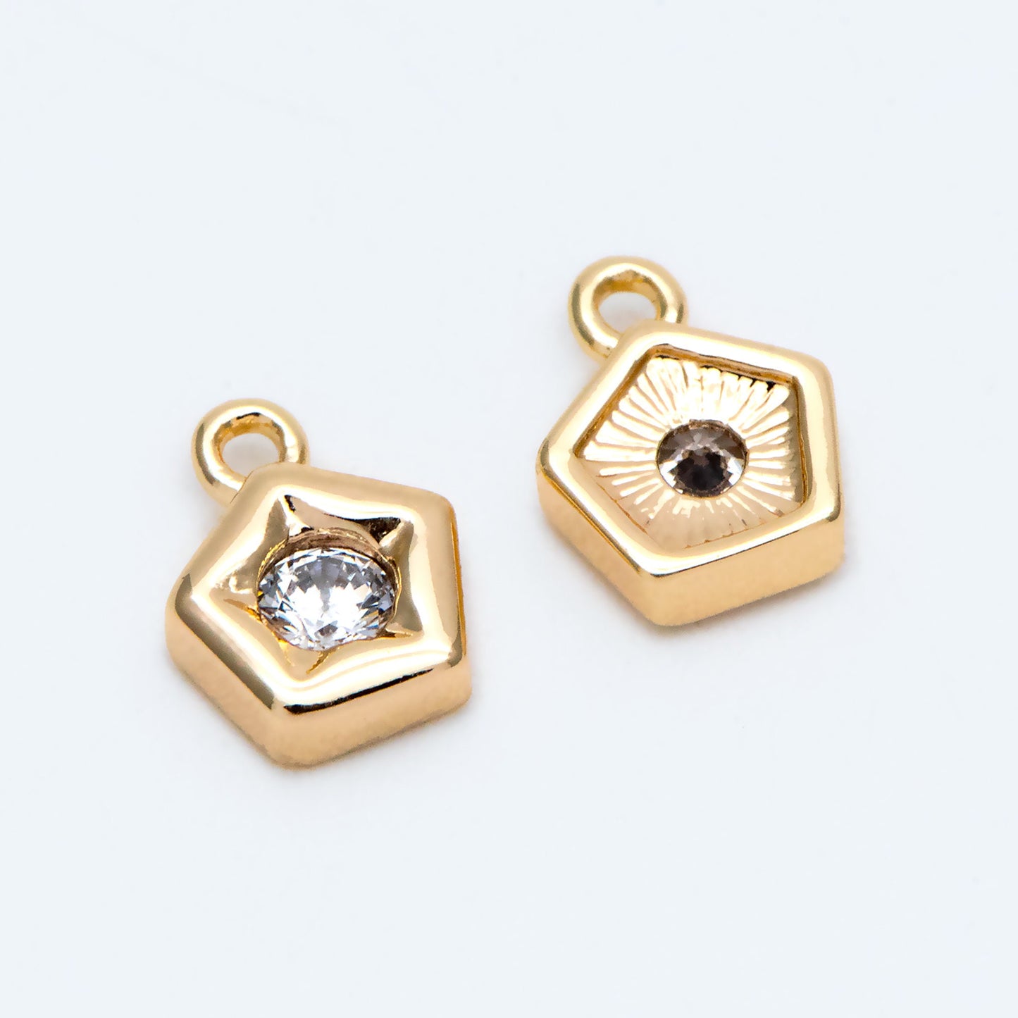 10pcs CZ pave Gold Star Charms 8x6.5mm (GB-1921)