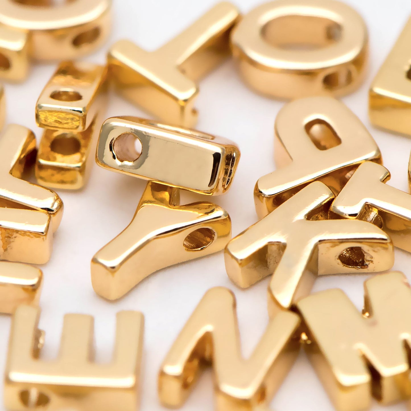 10pcs Gold/ Silver Alphabet Charms 6mm, English Letter Beads, 18K Gold/ Rhodium plated Brass, You Choose Letter (GB-1927)