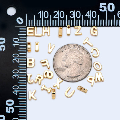 10pcs Gold/ Silver Alphabet Charms 6mm, English Letter Beads, 18K Gold/ Rhodium plated Brass, You Choose Letter (GB-1927)