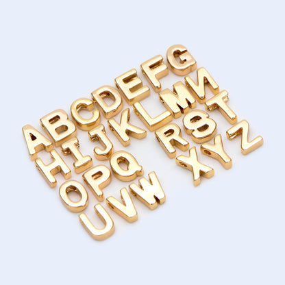 10pcs Gold/ Silver Alphabet Charms 6mm, English Letter Beads, 18K Gold/ Rhodium plated Brass, You Choose Letter (GB-1927)