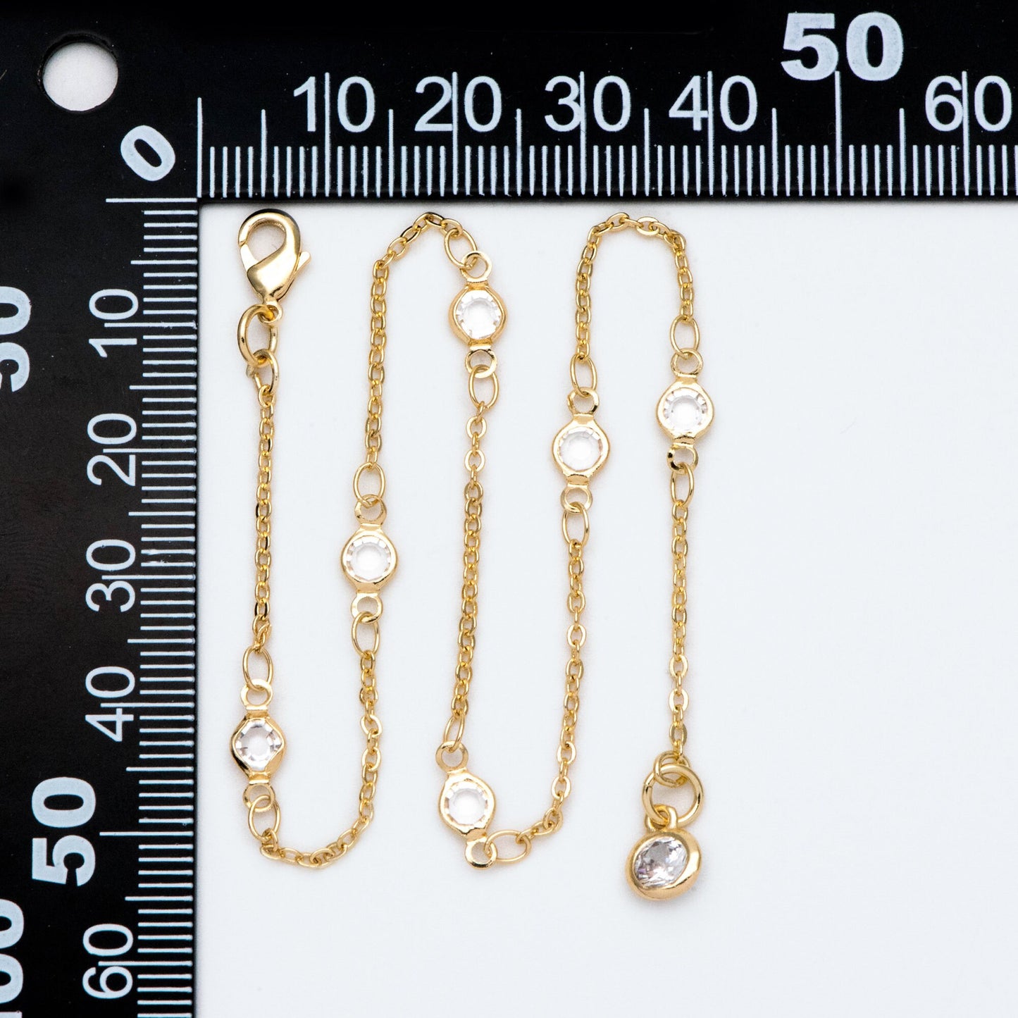 Crystal Beaded Anklets, Cable Chain with Coin Charms, Ready to Wear Adjustable (#LK-451)