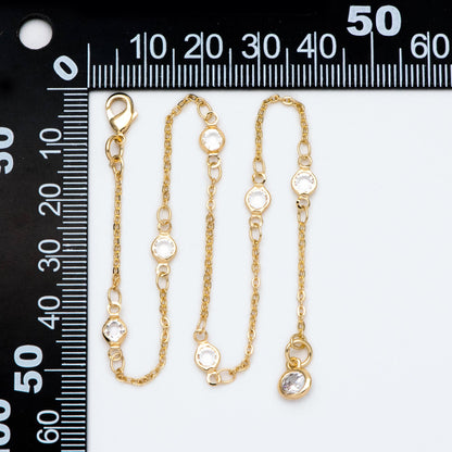 Crystal Beaded Anklets, Cable Chain with Coin Charms, Ready to Wear Adjustable (#LK-451)