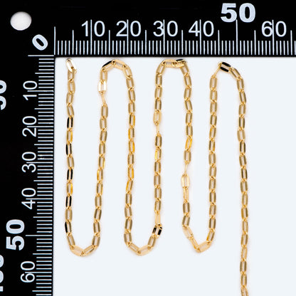 Gold Flat Cable Chains 2.5mm, 18K Gold plated Brass, Dainty Oval Linked Chains(#LK-452)/ 1 Meter=3.3 ft