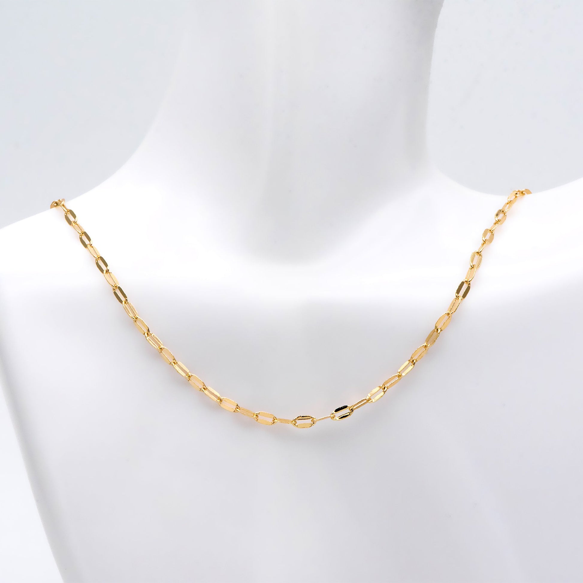 Gold Flat Cable Chains 2.5mm, 18K Gold plated Brass, Dainty Oval Linked Chains(#LK-452)/ 1 Meter=3.3 ft