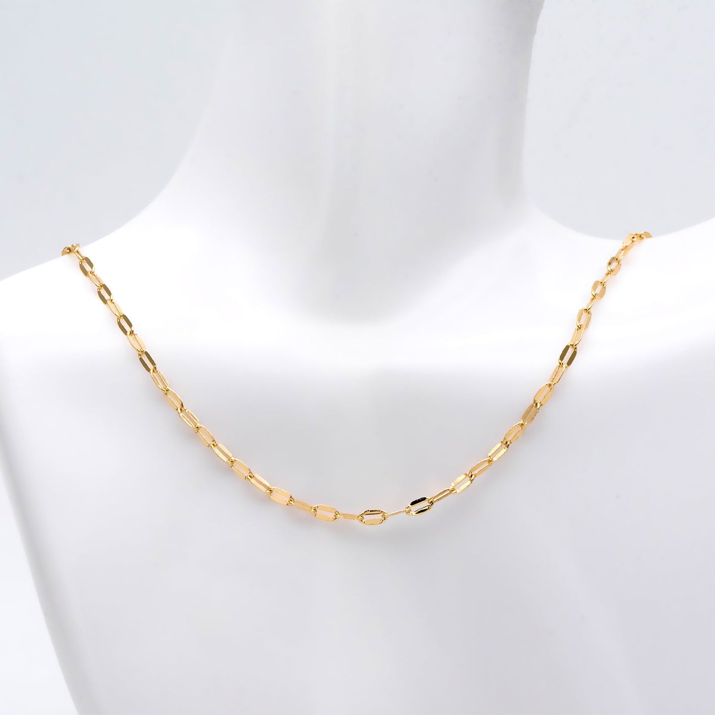 Gold Flat Cable Chains 2.5mm, 18K Gold plated Brass, Dainty Oval Linked Chains(#LK-452)/ 1 Meter=3.3 ft