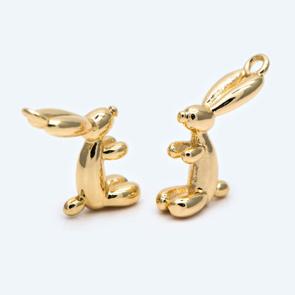 10pcs Gold Balloon Rabbit Charm, 20x12mm, Jewelry Making, Diy Material, Jewelry Supplies (GB-2034-A)