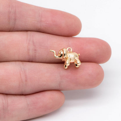 10pcs Gold Balloon Elephant Charm Pendant 16x11mm, Jewelry Making, Diy Material, Jewelry Supplies (GB-2034-C)