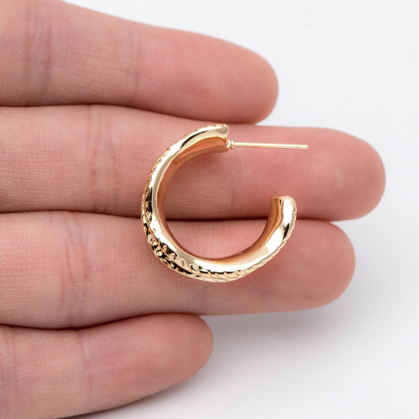 10pcs Gold chunky hoop earring, Hammered hoops, thick hoop earrings (GB-1963)