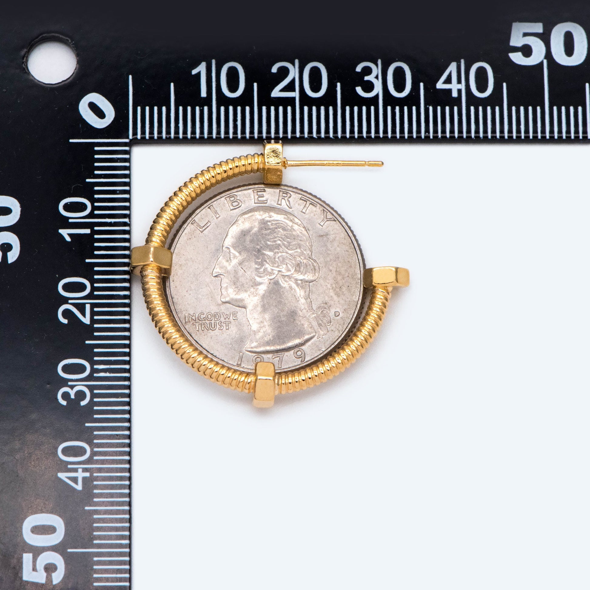 4pcs Gold Hoop Earrings 33mm, 18K Gold plated Brass, Round Circle Earring (GB-1969)