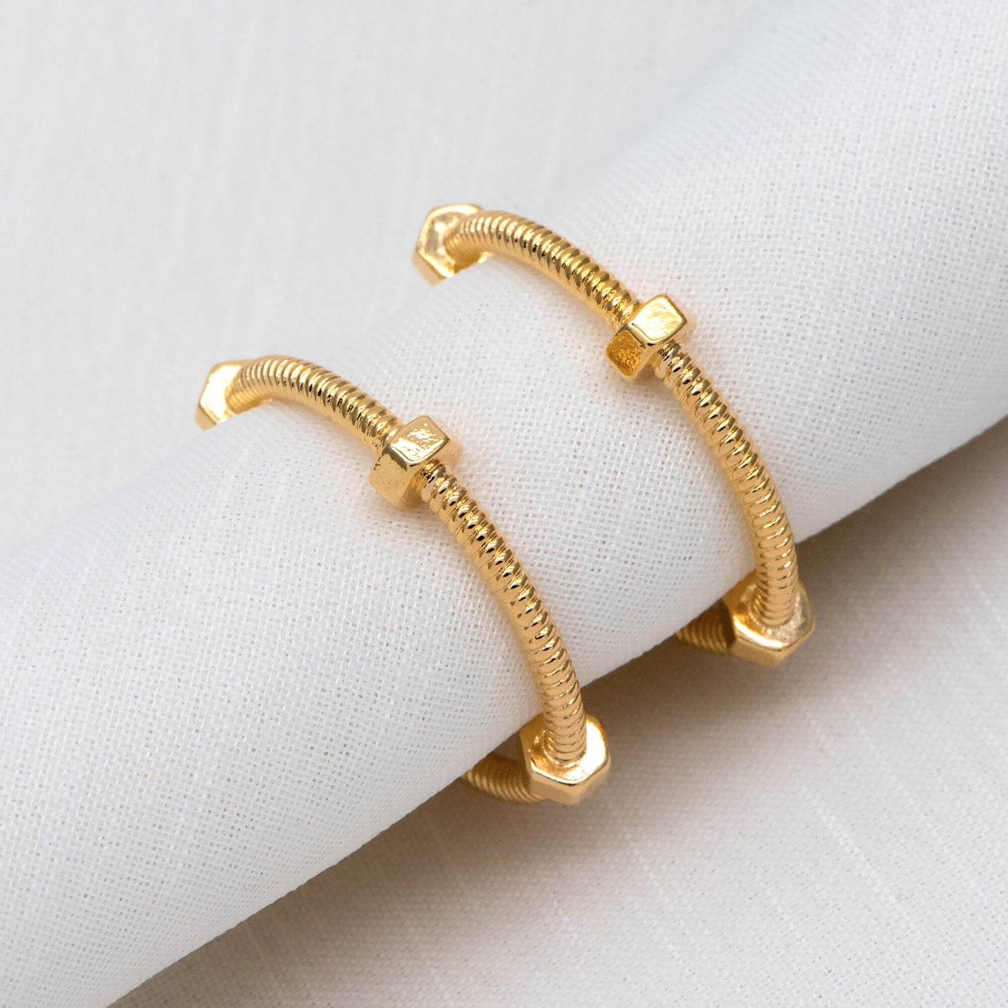 4pcs Gold Hoop Earrings 33mm, 18K Gold plated Brass, Round Circle Earring (GB-1969)
