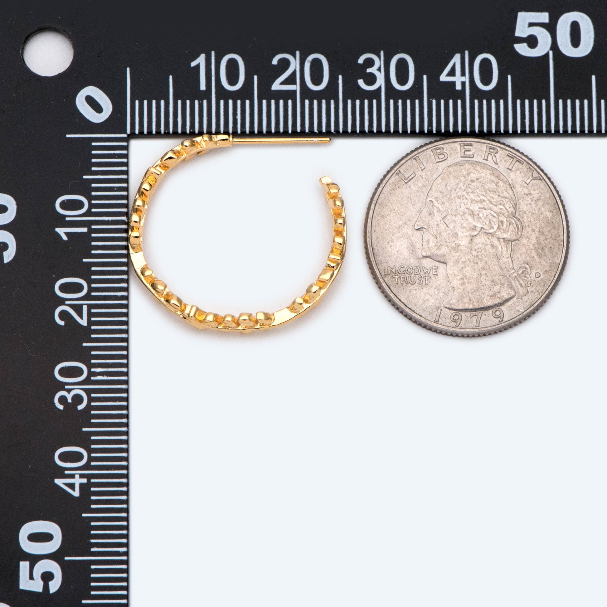 10pcs Dainty Gold Leaf Hoop Earrings, Gold Hoop Earring, 25mm Circle Leaf Earring (GB-1975)