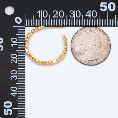 10pcs Dainty Gold Leaf Hoop Earrings, Gold Hoop Earring, 25mm Circle Leaf Earring (GB-1975)