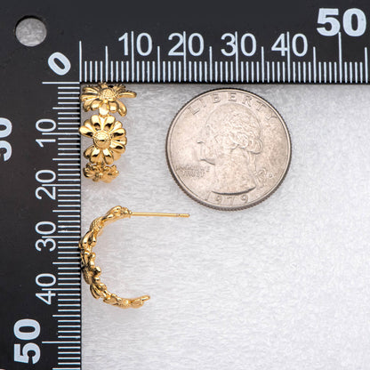 10pcs Gold plated Brass Flower Earring Posts, Daisy Stud Earrings (GB-1977)