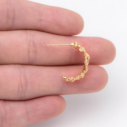 10pcs Gold plated Brass Flower Earring Posts, Daisy Stud Earrings (GB-1977)