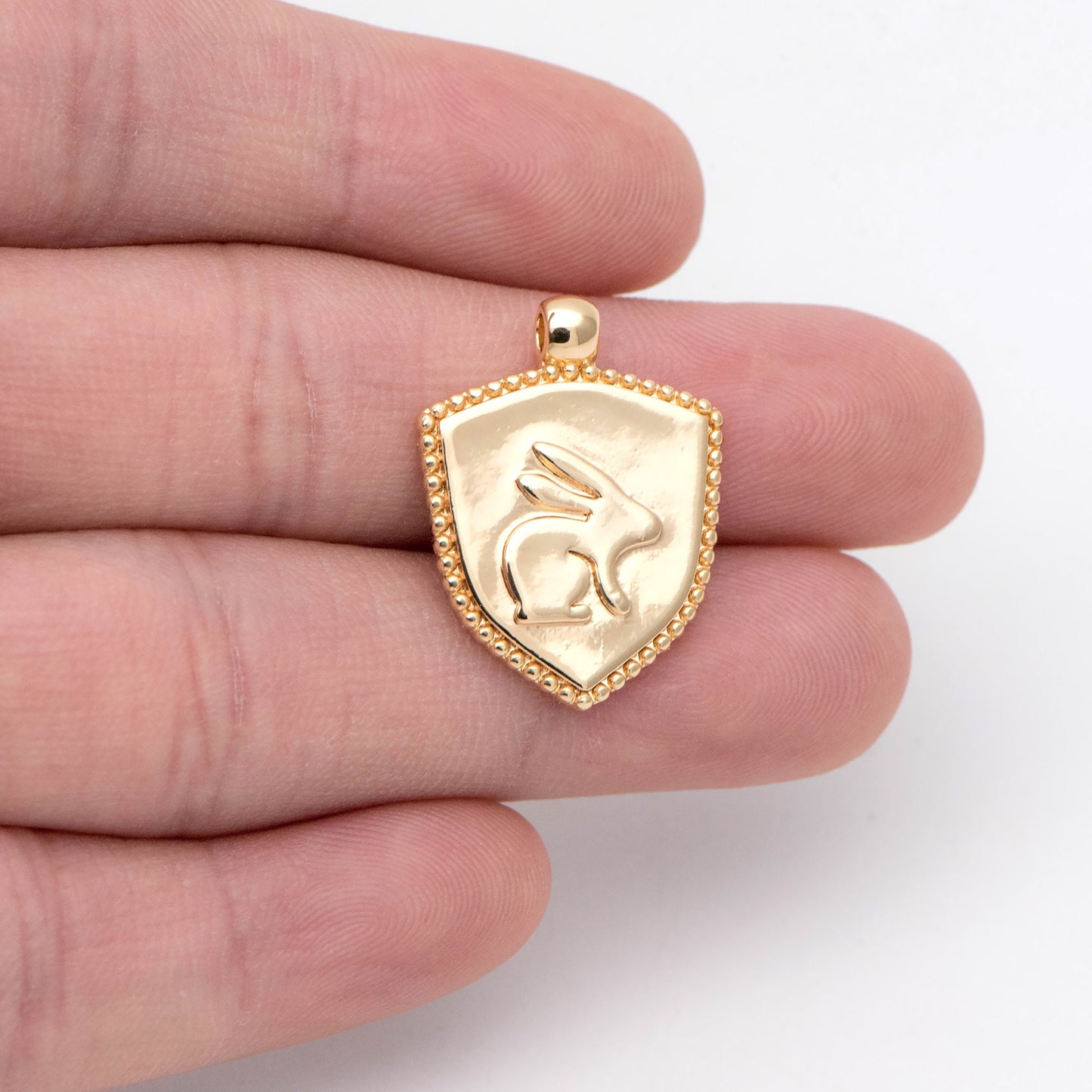 10pcs Gold plated Brass Rabbit Charm, Bunny Animal Pendants 24x18mm (GB-1981)