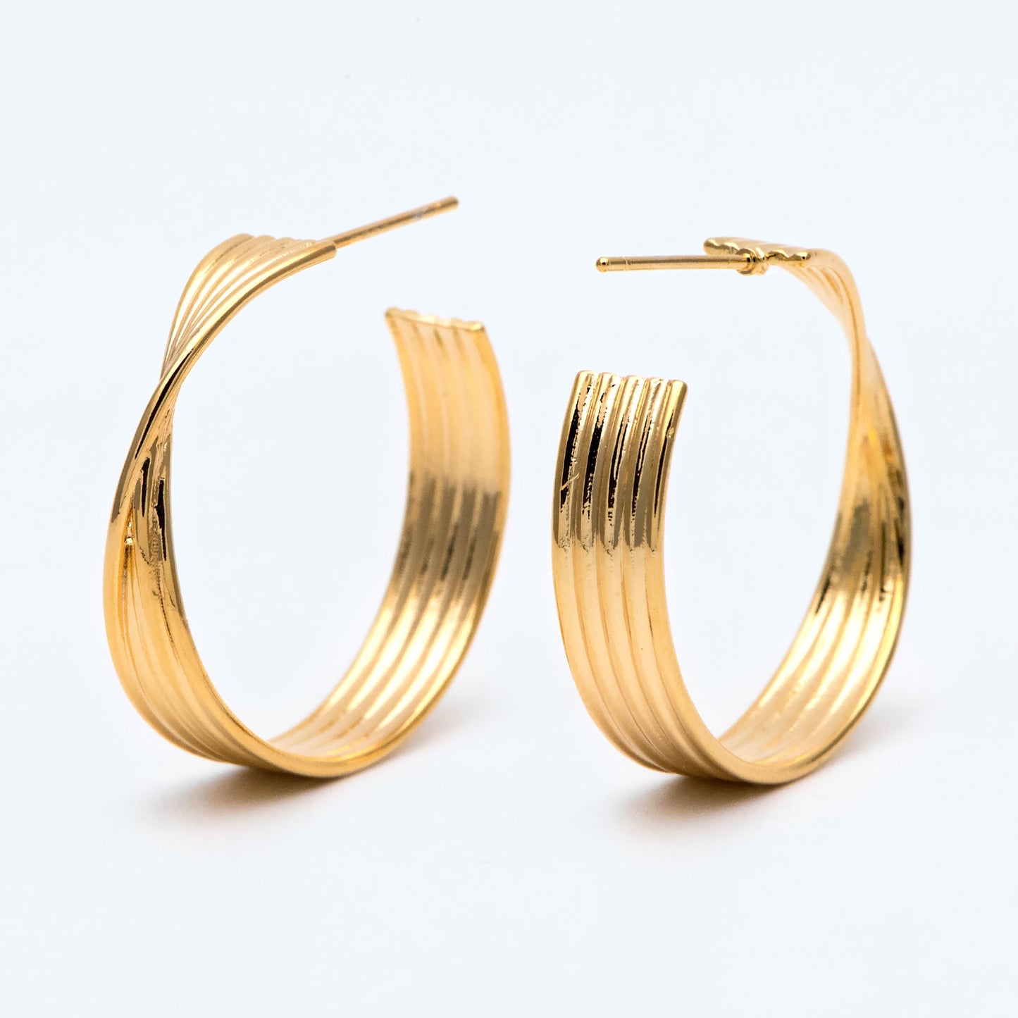 10pcs Gold/ Silver tone Twisted Hoops, Minimalist Earrings, Modern Thick Hoops, Statement Hoops Earring (GB-1983)