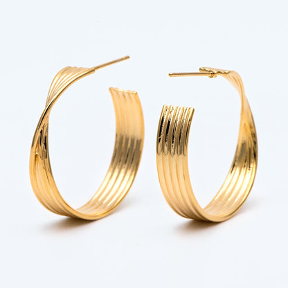 10pcs Gold/ Silver tone Twisted Hoops, Minimalist Earrings, Modern Thick Hoops, Statement Hoops Earring (GB-1983)