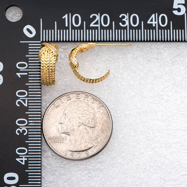 10pcs CZ Pave Gold Circle Earrings 15mm, Gold plated Brass, Geometric Hoop Stud Earrings (GB-1982)