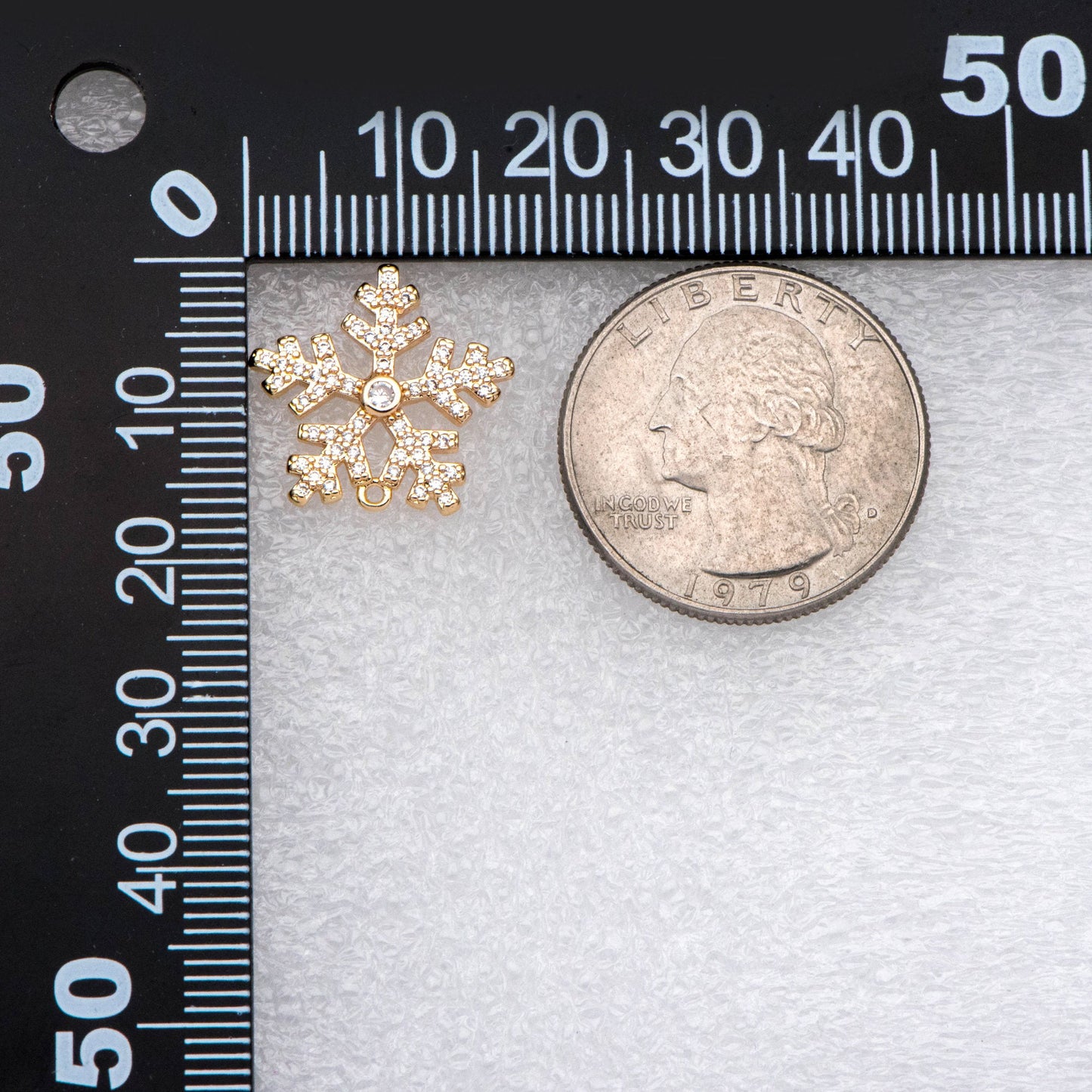 4pcs CZ Pave Gold Snowflake Ear Posts 15mm, Earring Findings, Jewelry Making, Diy Material, Jewelry Supplies (GB-1737)
