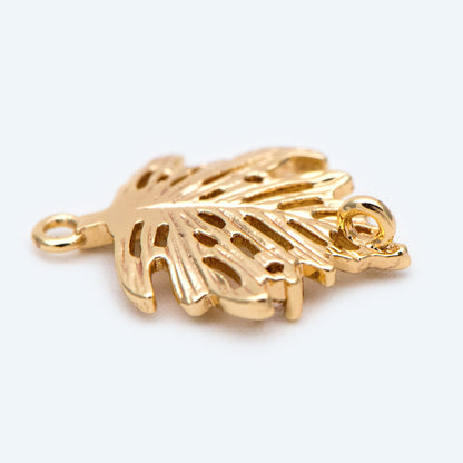 10pcs CZ Pave Gold Maple Leaf Charms, Maple Leaf Pendants 14.5x11.5mm (GB-4391-A)