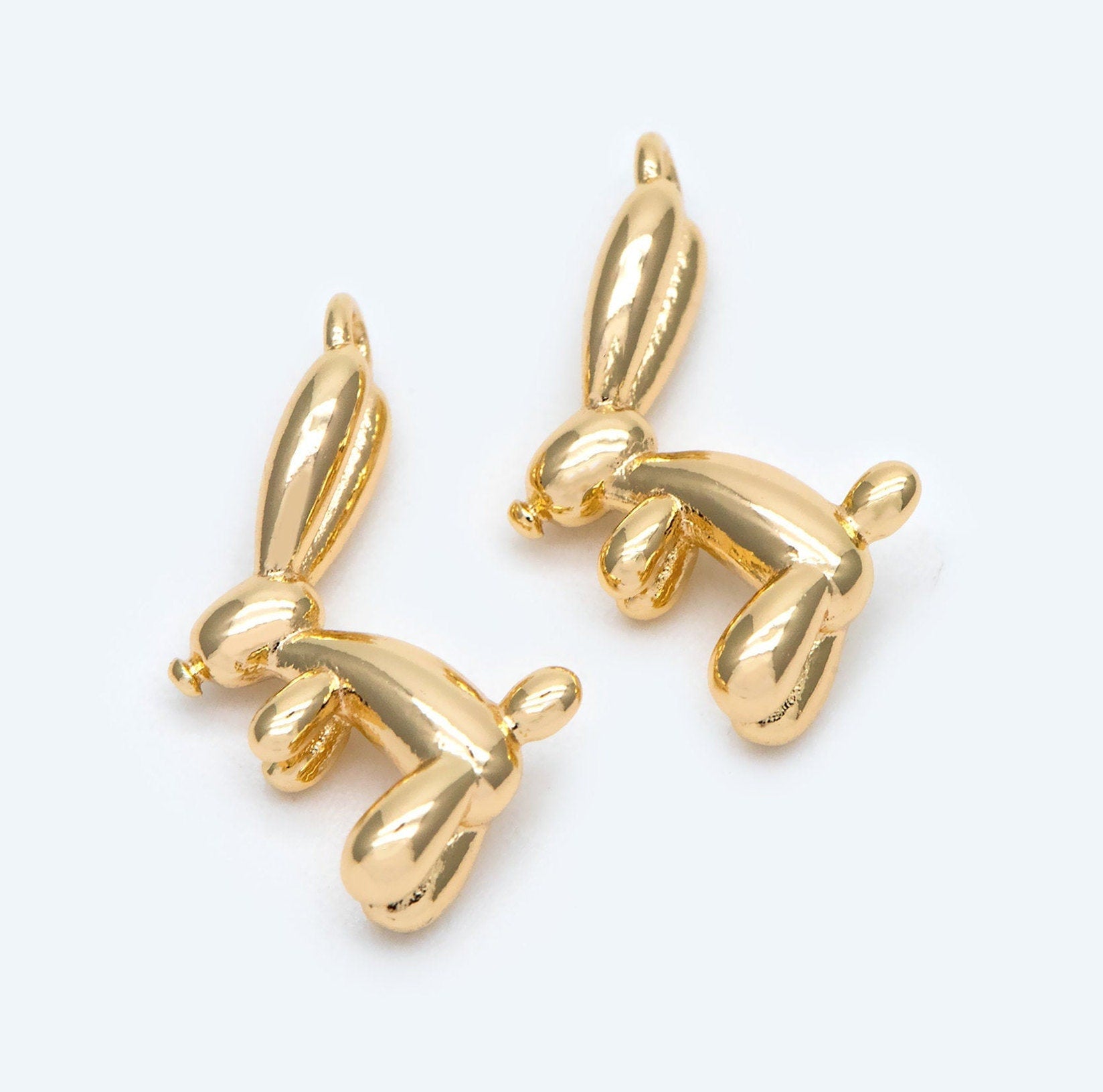 10pcs Gold Balloon Rabbit Charm, 20x12mm, Jewelry Making, Diy Material, Jewelry Supplies (GB-2034-A)
