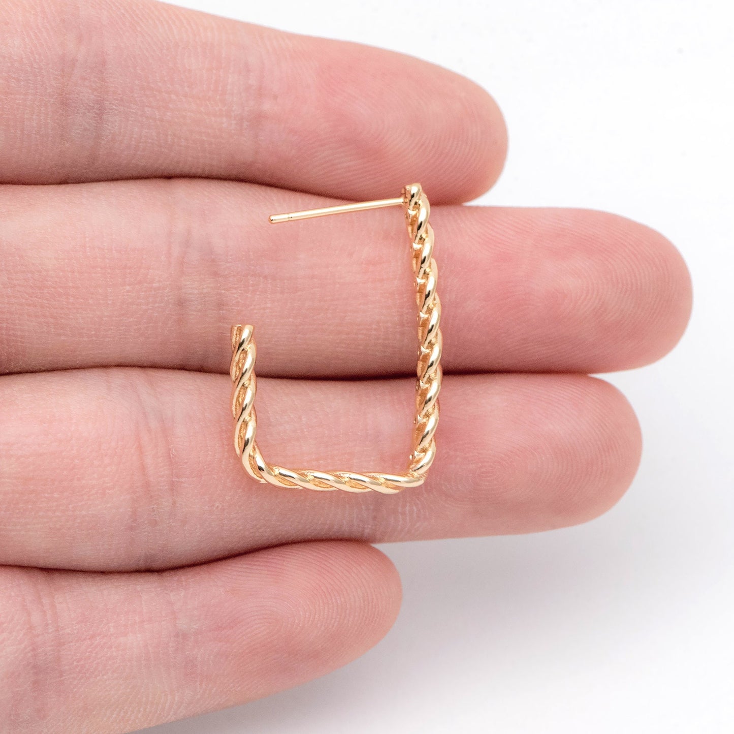 4pcs CZ Pave Gold Twisted earring, Geometric earring posts, stud earrings (GB-2002)