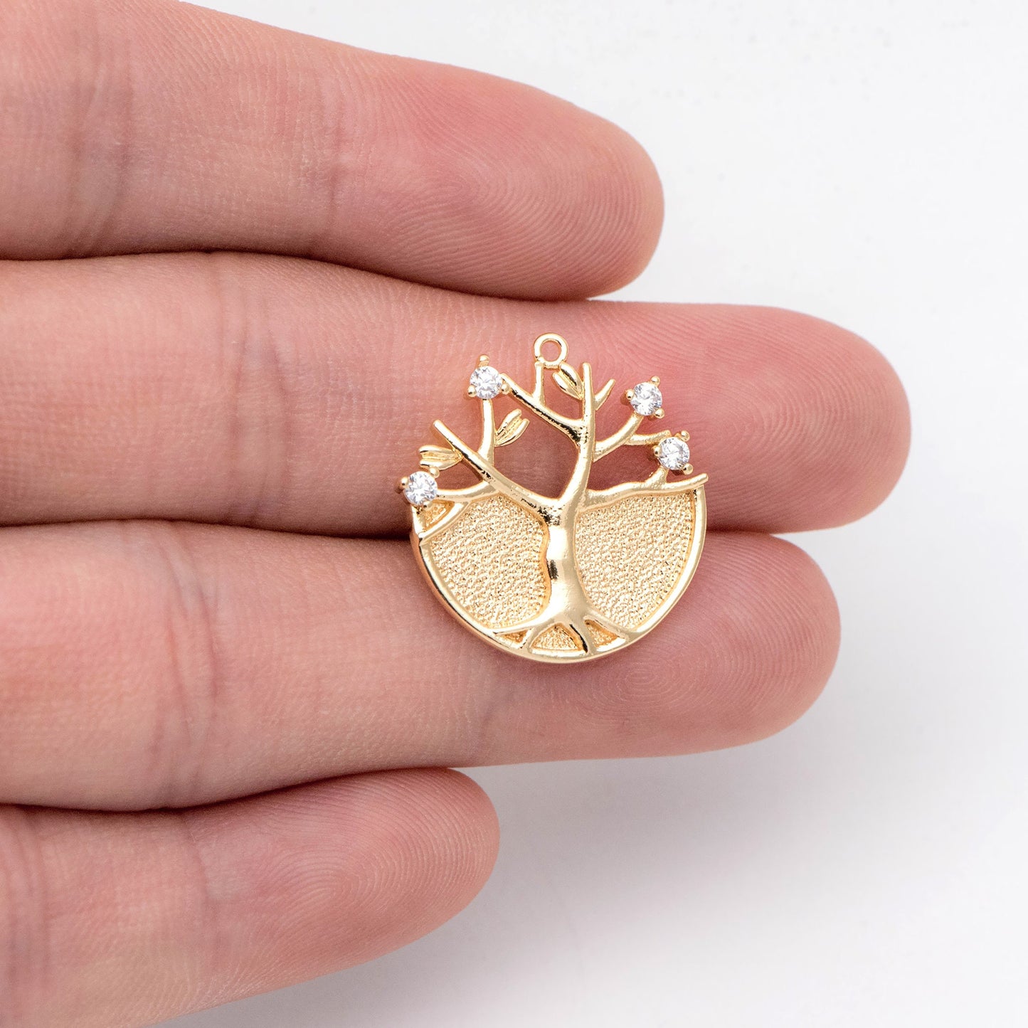 10pcs CZ pave Gold Life Tree Charm, Earring Findings, Jewelry Making, Diy Material, Jewelry Supplies (GB-2007)