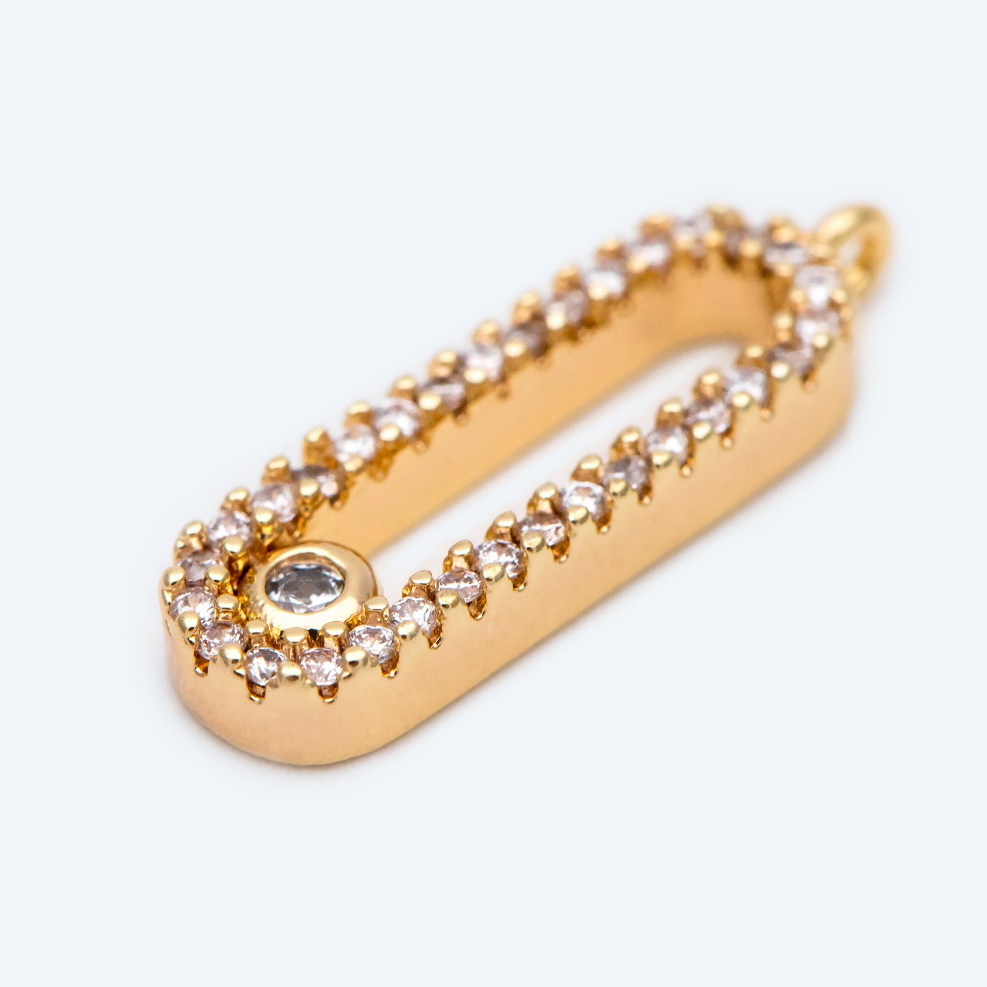 4pcs CZ Pave Gold Oval Charms, Jewelry Making, Diy Material, Jewelry Supplies (GB-2017)