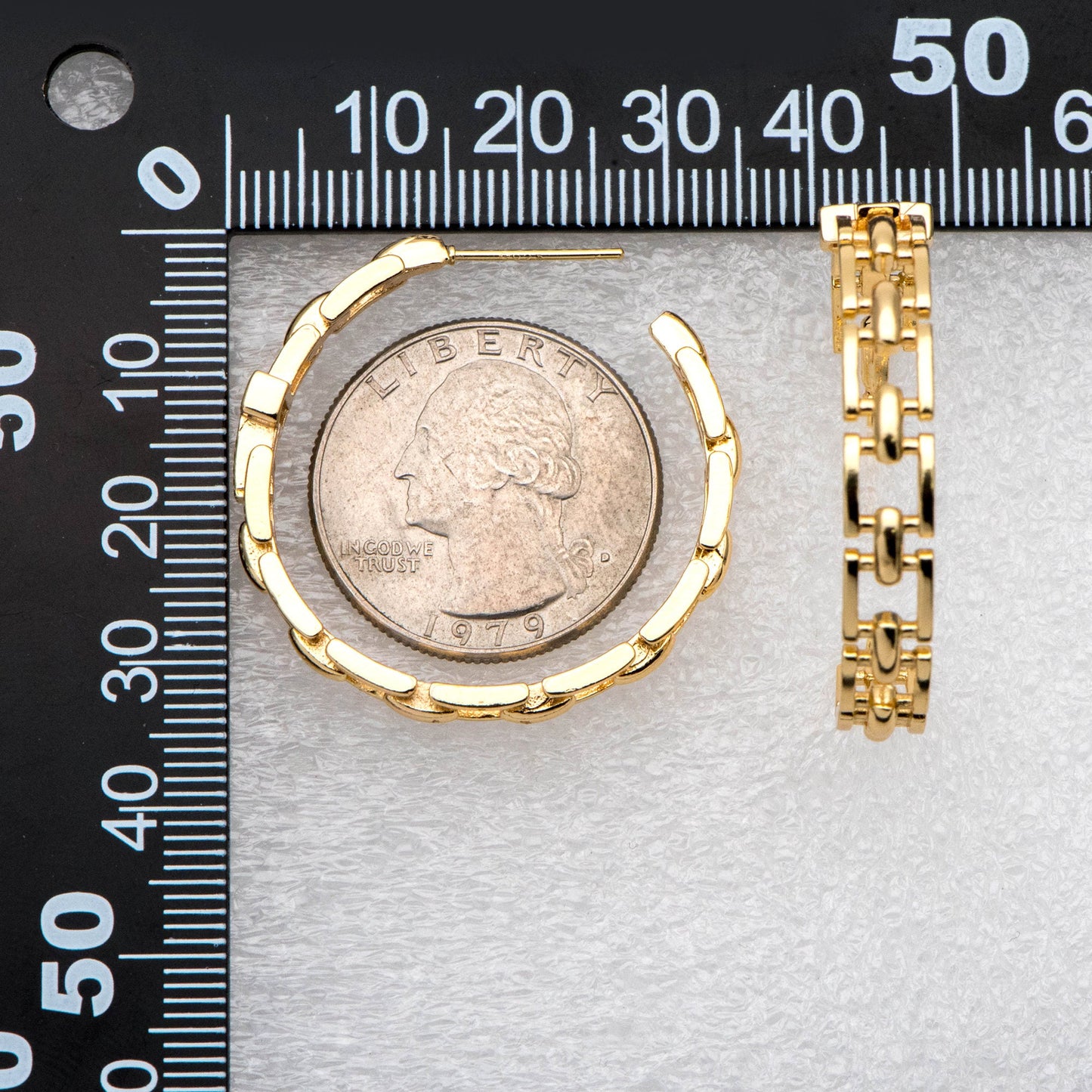 4pcs CZ Pave Chunky Gold Hoops, Chain Hoops, Thick Hoop Earrings, Hoop Earrings (GB-2012)