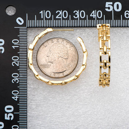 4pcs CZ Pave Chunky Gold Hoops, Chain Hoops, Thick Hoop Earrings, Hoop Earrings (GB-2012)