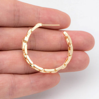 4pcs CZ Pave Chunky Gold Hoops, Chain Hoops, Thick Hoop Earrings, Hoop Earrings (GB-2012)