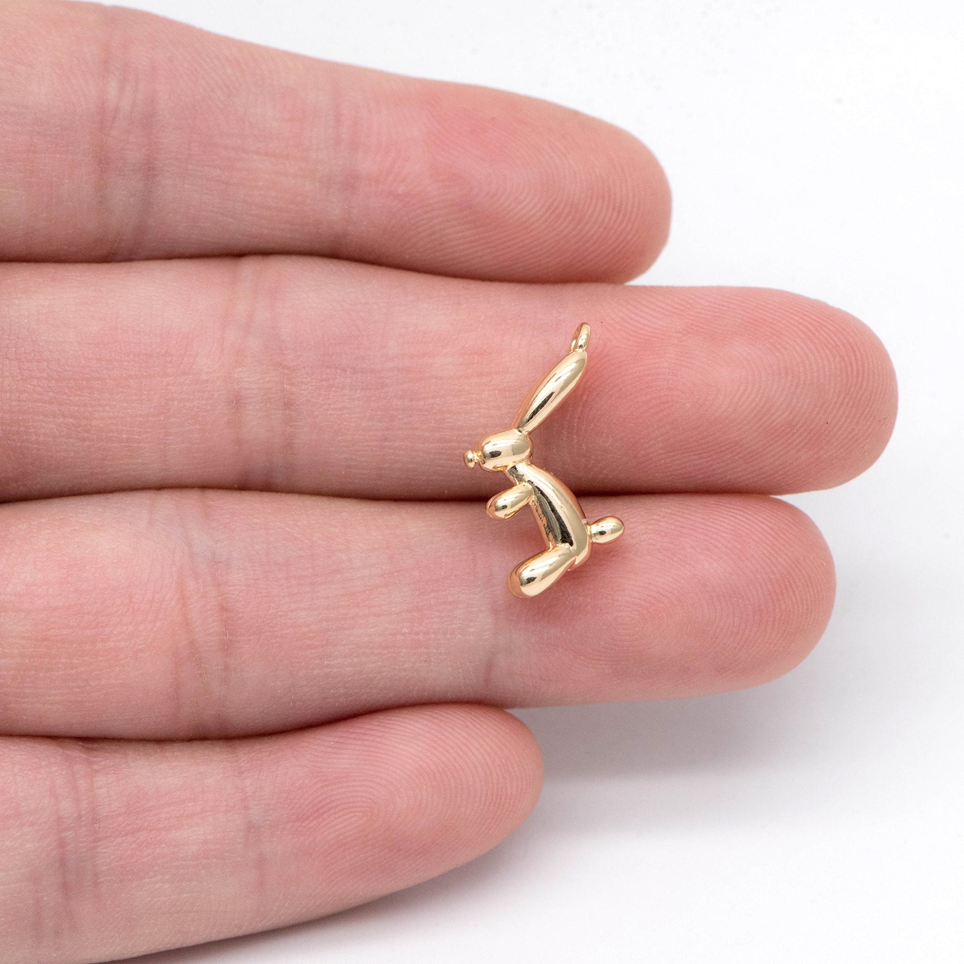 10pcs Gold Balloon Rabbit Charm, 20x12mm, Jewelry Making, Diy Material, Jewelry Supplies (GB-2034-A)