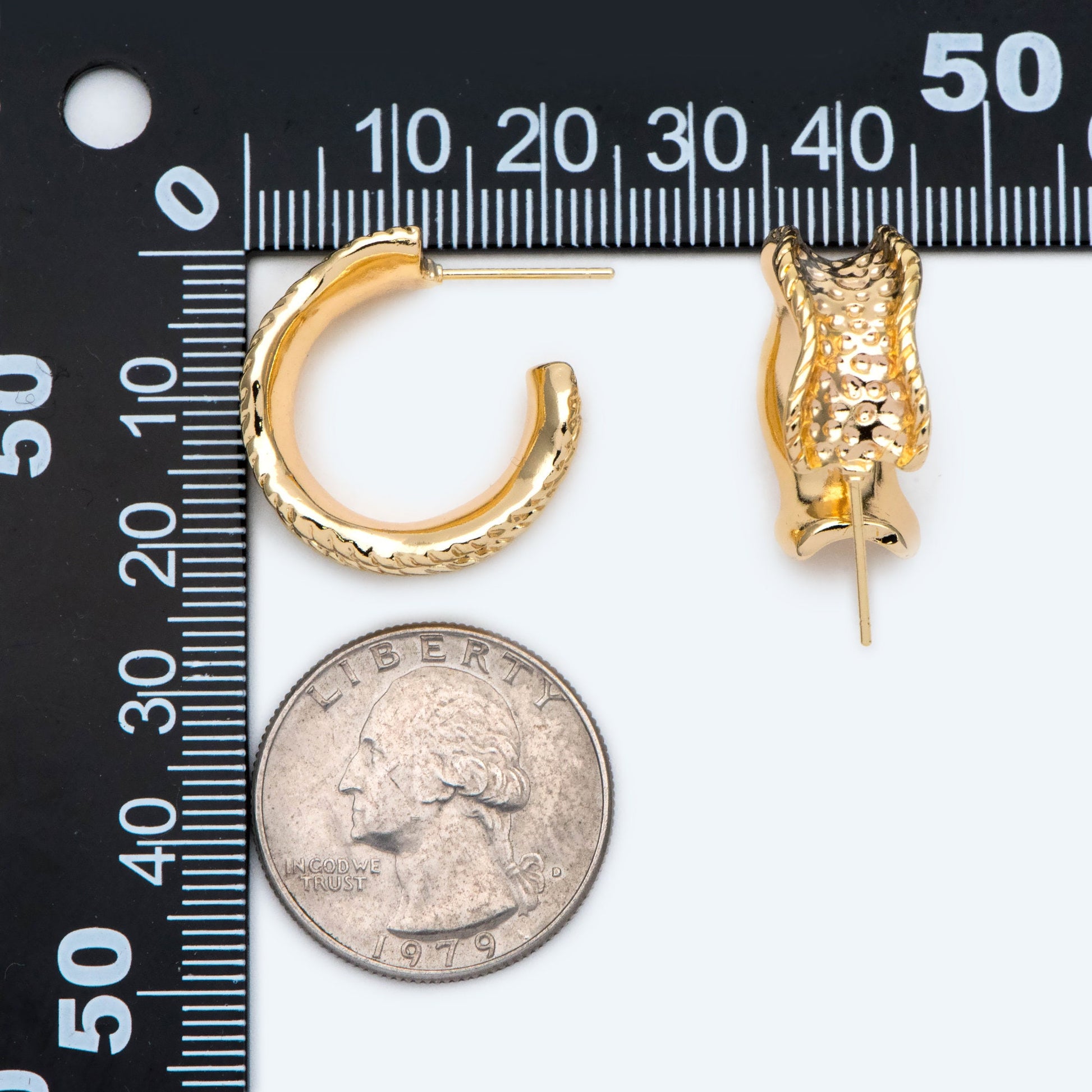 10pcs Gold chunky hoop earring, Hammered hoops, thick hoop earrings (GB-1963)