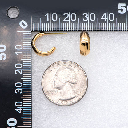 10pcs Gold Hoop Ear Posts 13mm, Gold plated Brass Earring Hoops, Bar Stud Earrings (GB-2027)