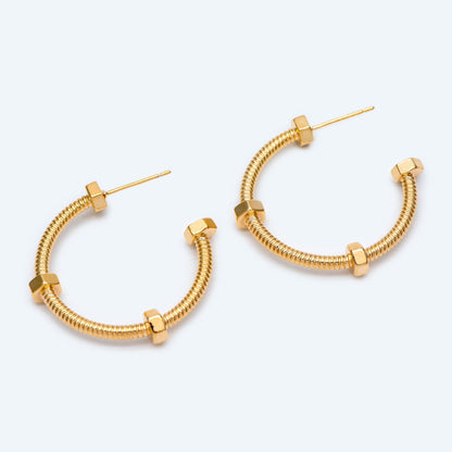 4pcs Gold Hoop Earrings 33mm, 18K Gold plated Brass, Round Circle Earring (GB-1969)