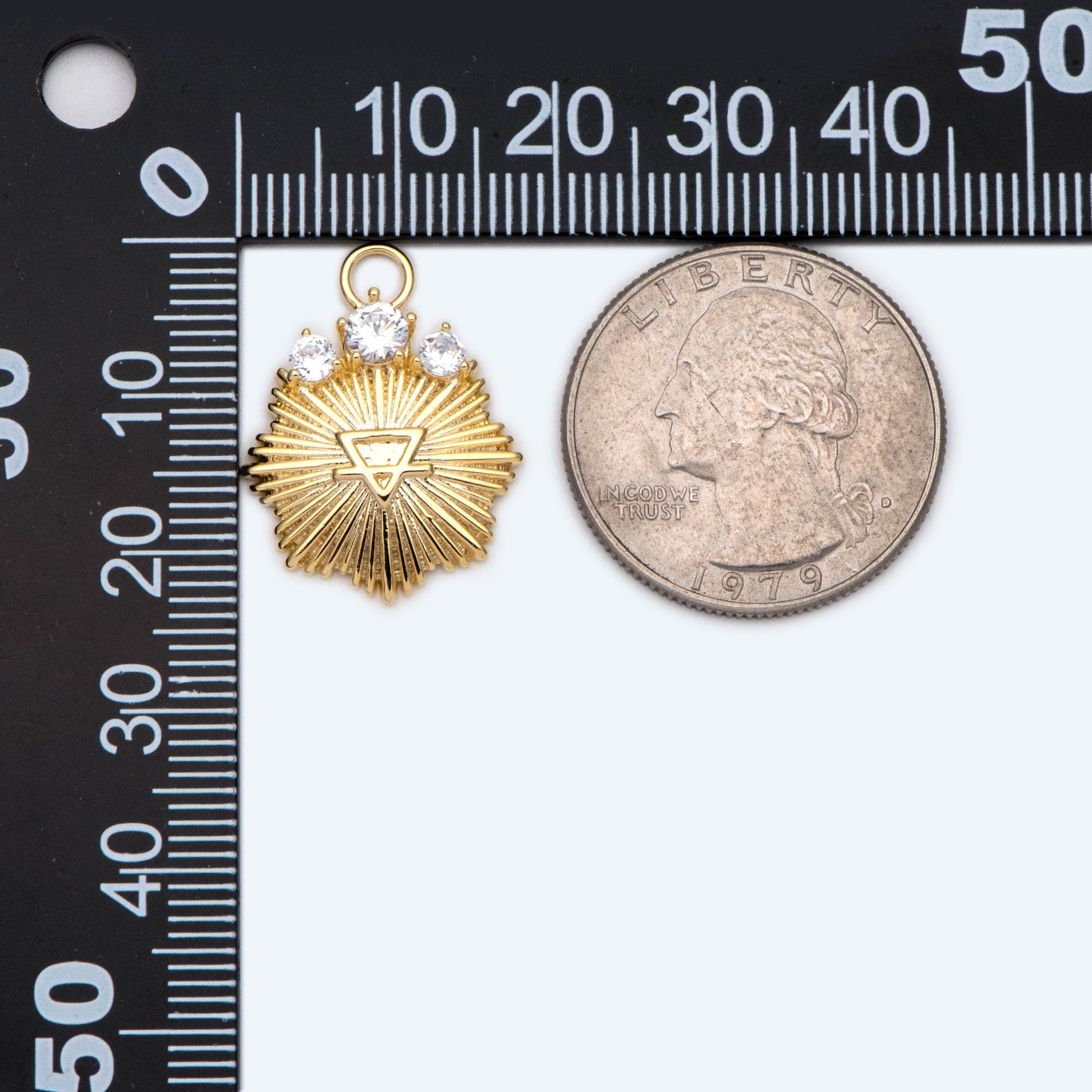 4pcs CZ Pave Gold Medallion Charm Pendant, Jewelry Making, Diy Material, Jewelry Supplies (GB-1872-C)