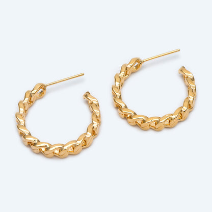 10pcs Chunky Gold Hoops, Chain Hoops, Thick Hoop Earrings, Hoop Earrings (GB-1971)