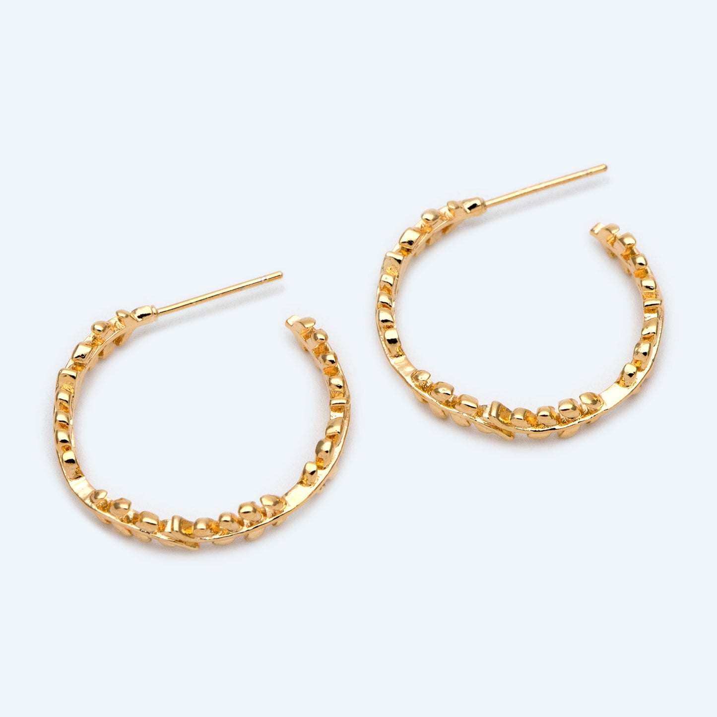 10pcs Dainty Gold Leaf Hoop Earrings, Gold Hoop Earring, 25mm Circle Leaf Earring (GB-1975)